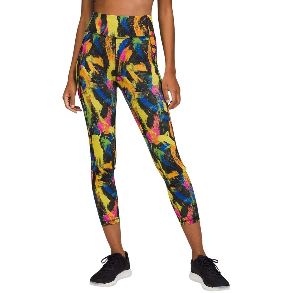 Lululemon Brush Stroke Multi High Rise Leggings Size 12 Multi Color 25 Inseam